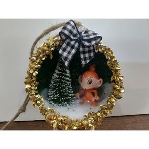 Chimchar Christmas Ornament Handmade OOAK Shatterproof Miniature Pokemon Anime